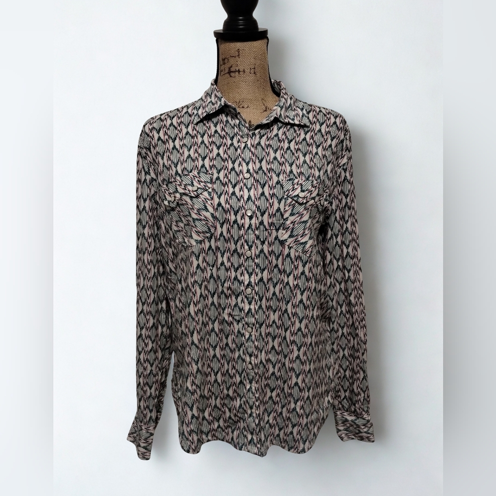 Cruel Denim Aztec Pearl Snap Button Down Women's Size M